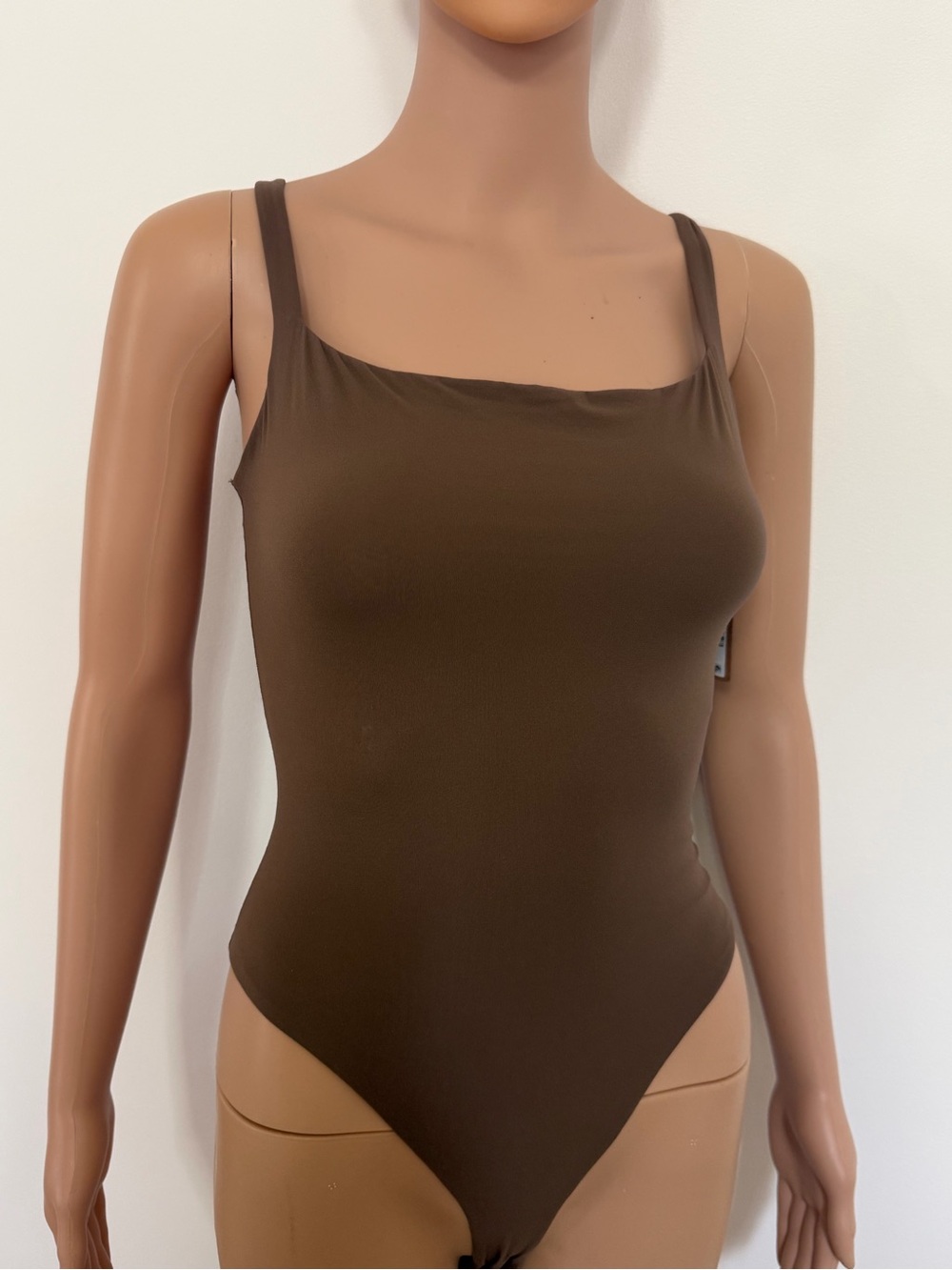 SKIMS Chocolate Square-Neck Bodysuit